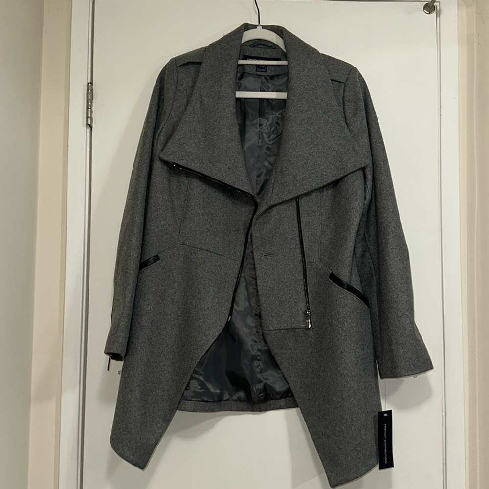 FRENCH CONNECTION - Charcoal Fitted Coat - size 10 - NWT